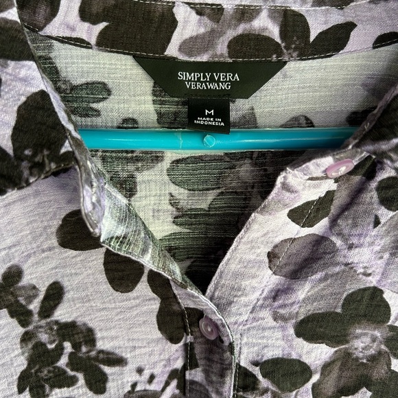 Simply Vera dress casual purple black with elastic waist Sz M - Picture 4 of 5